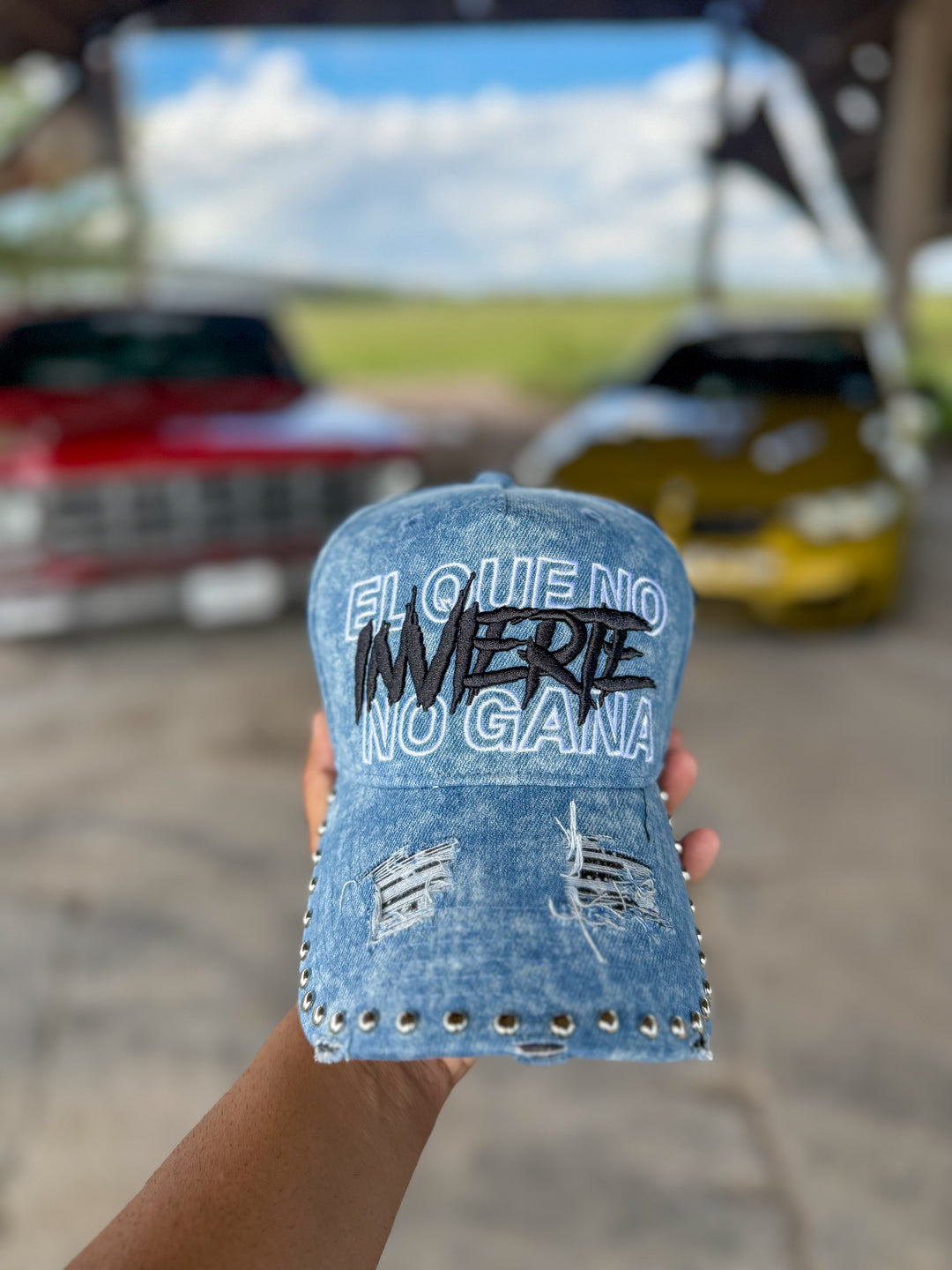 Blue denim distressed Cap